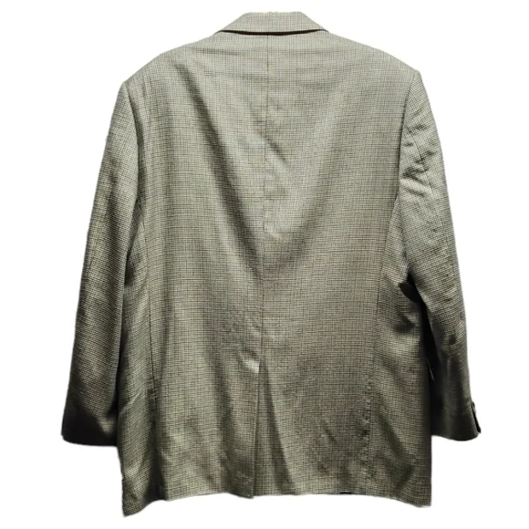 ALAN Flusser 44L Brown Houndstooth 2-Button Blazer Sport Coat Suit Jacket Silk - Picture 3 of 12